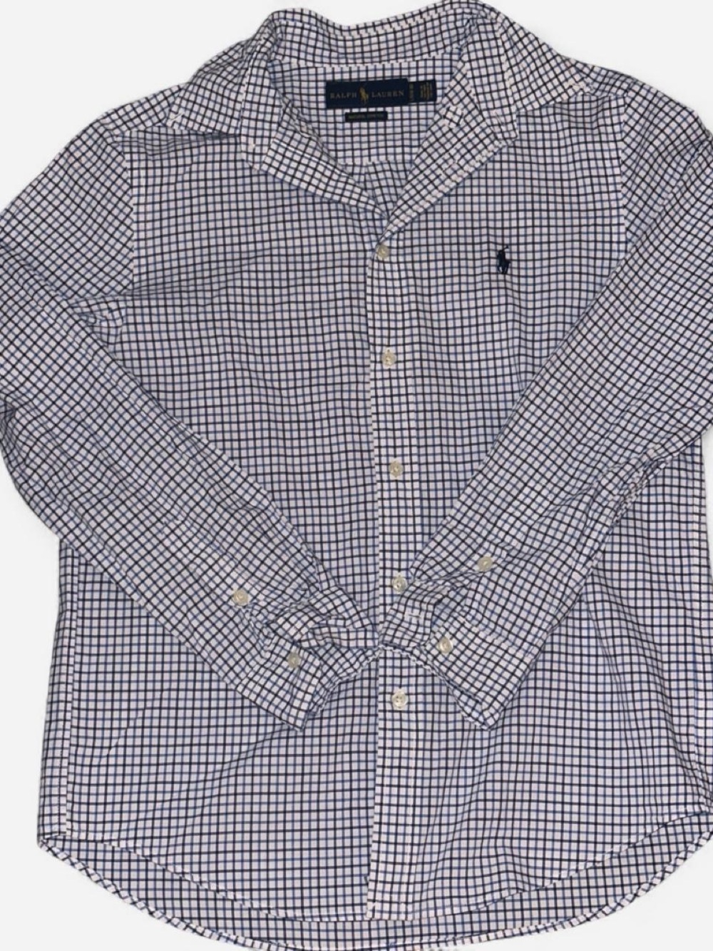 Ralph Lauren Navy Check Long-Sleeve Button-Down Shirt - Boys